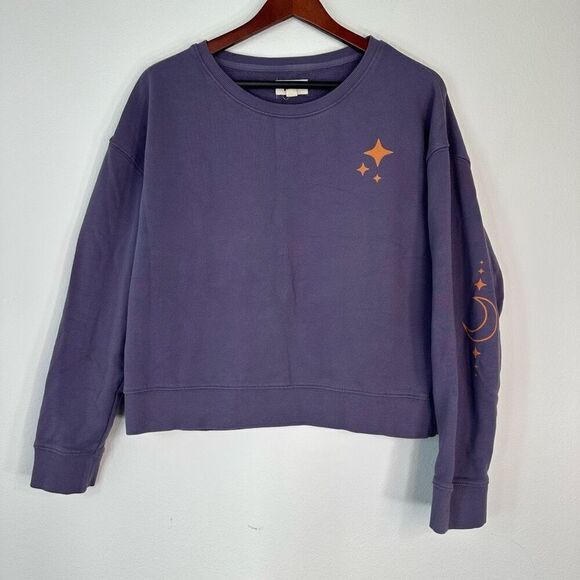 Pact Organic Purple Organic Cotton Moonlight Graphic Sweatshirt Womens Large - Picture 1 of 9